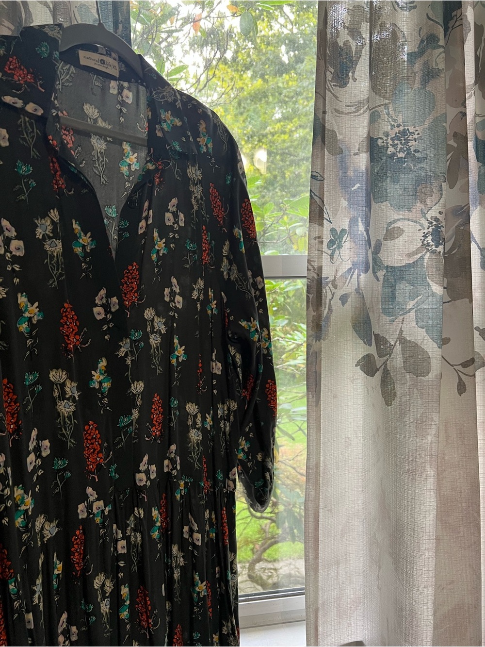 Natural life gray Floral Button-Front maxi Dress NEW!